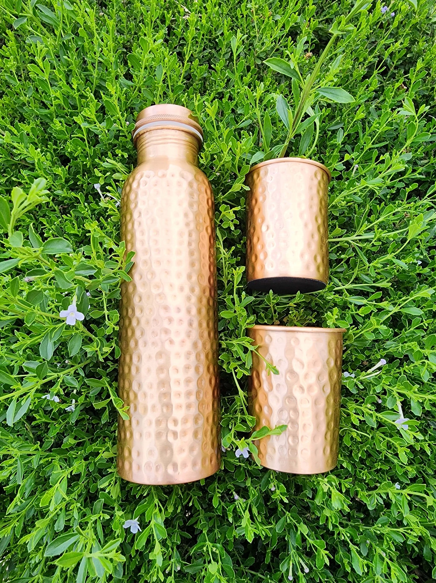Dimple Copper Bottle and Cup Set