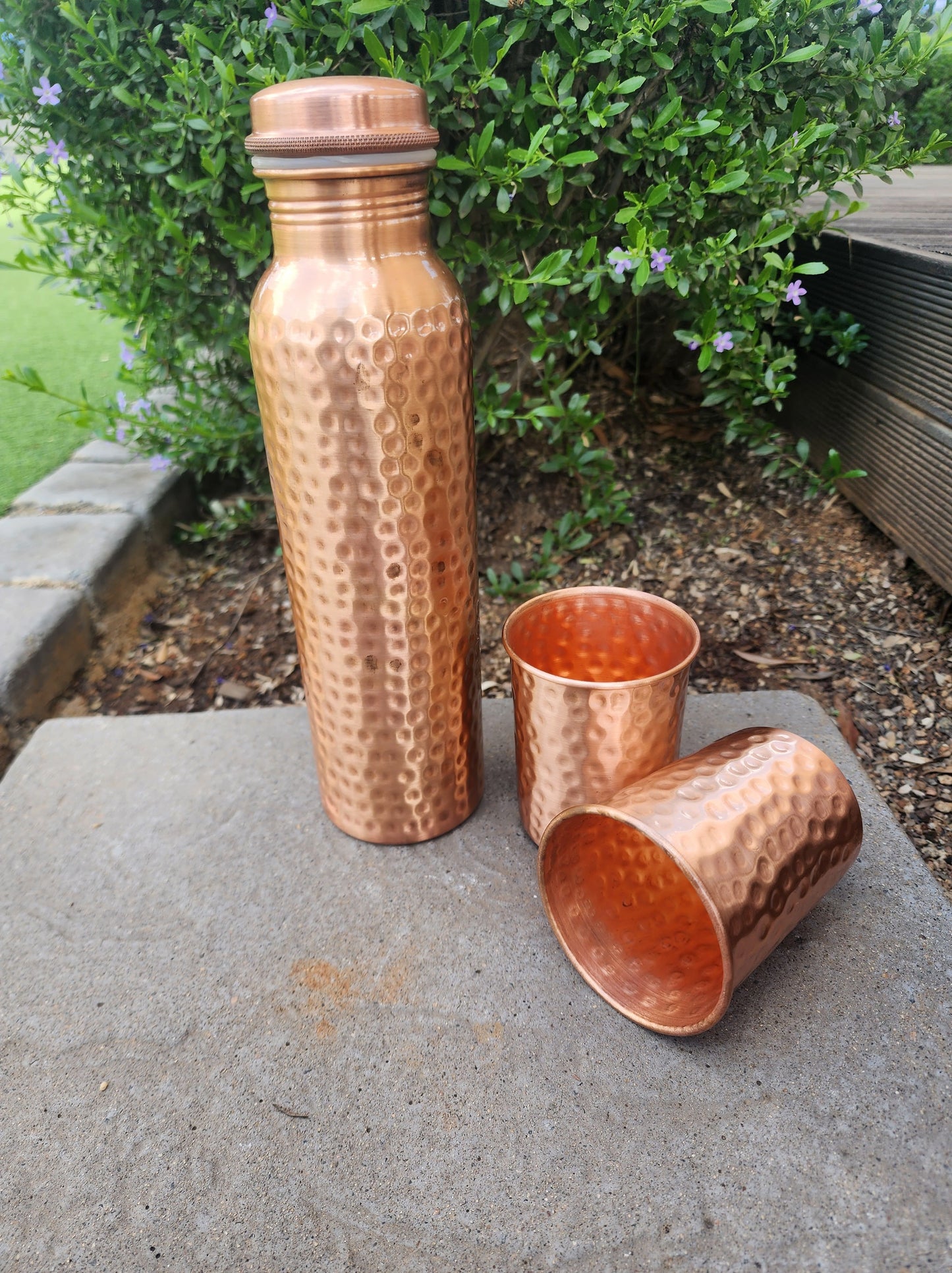 Dimple Copper Bottle and Cup Set