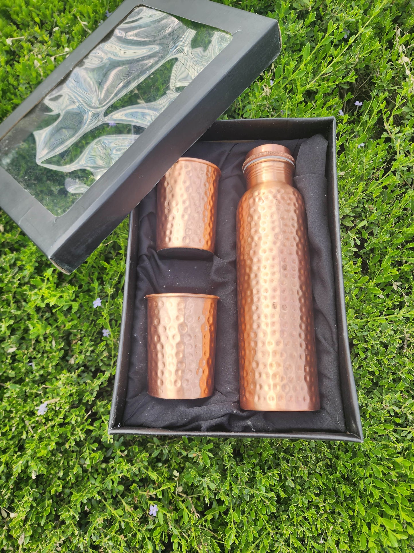 Dimple Copper Bottle and Cup Set