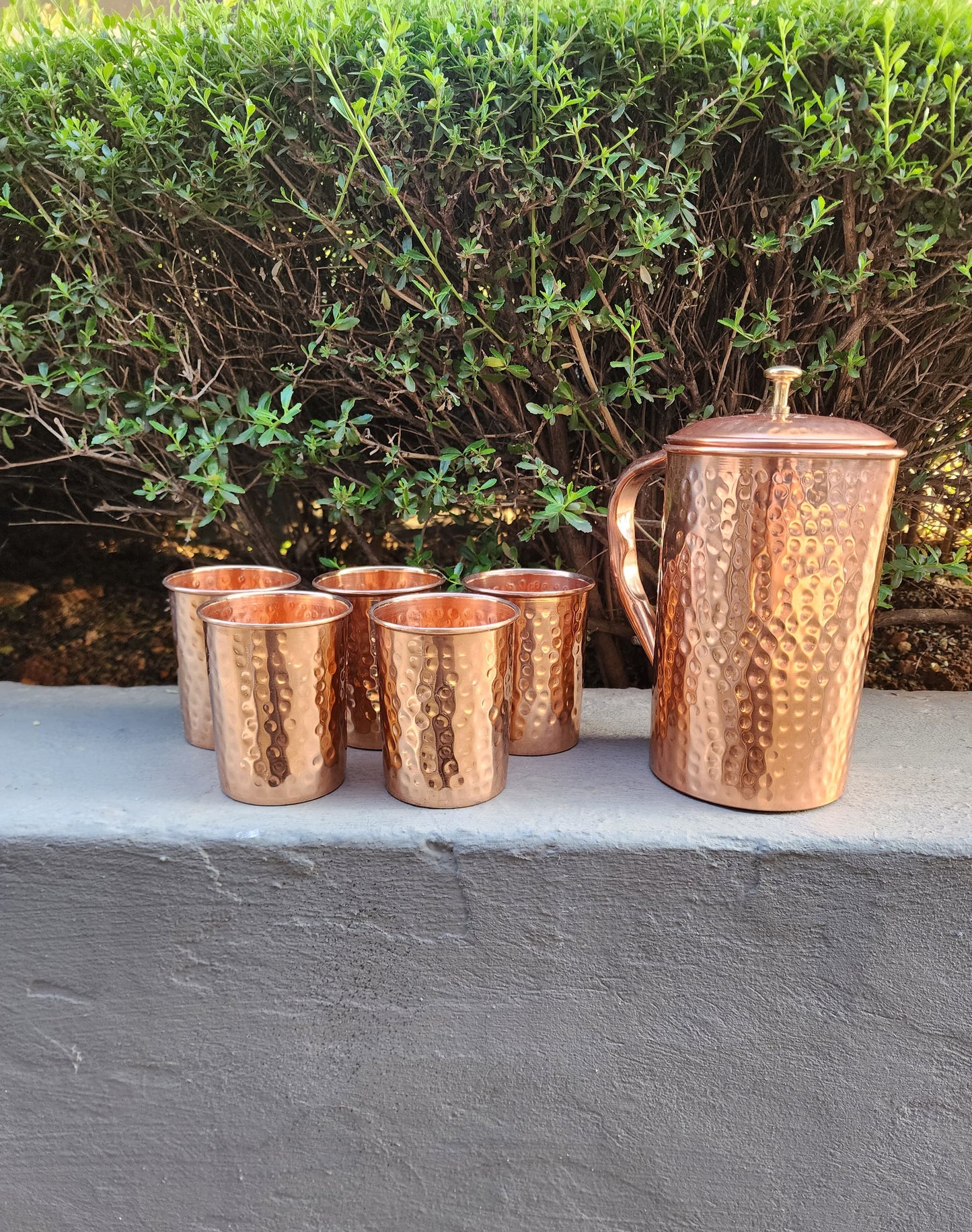 Dimple Copper Jug and Cup Set