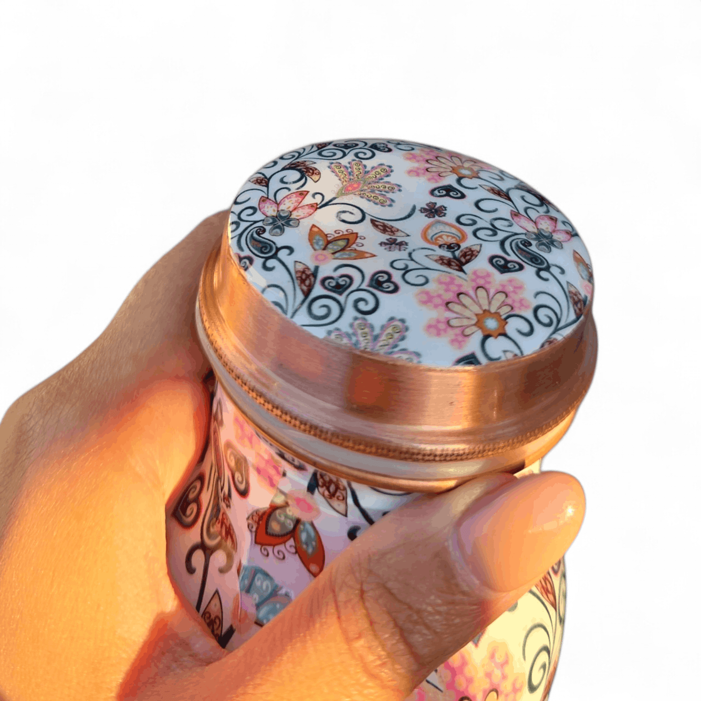Factory Defect - Floral Printed Copper Bottle (900 ml)
