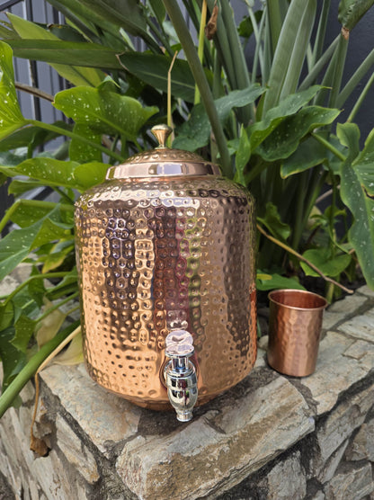 Dimple Copper Water Dispenser with Cup (8L)