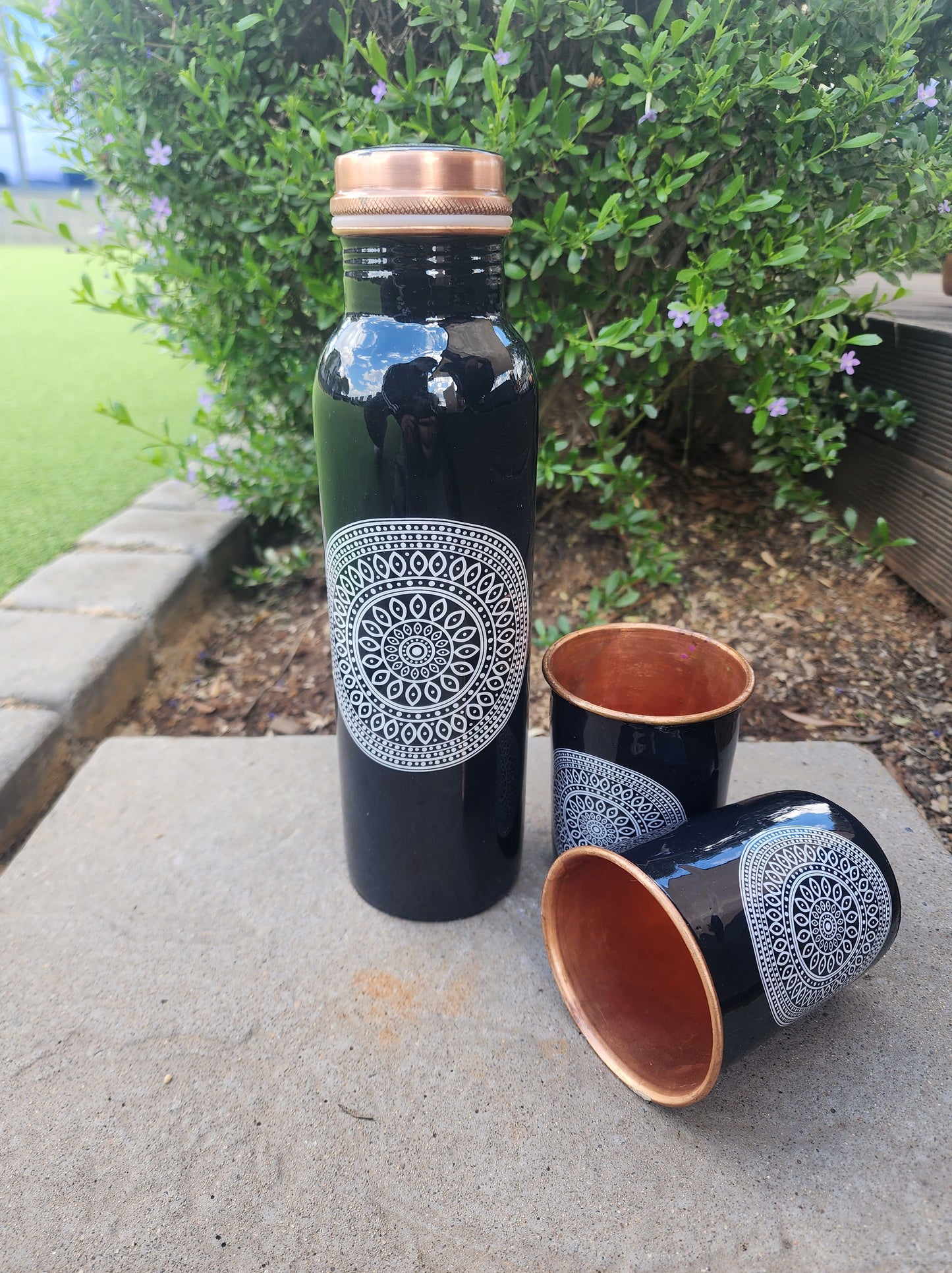 Mandala Copper Bottle and Cup Set