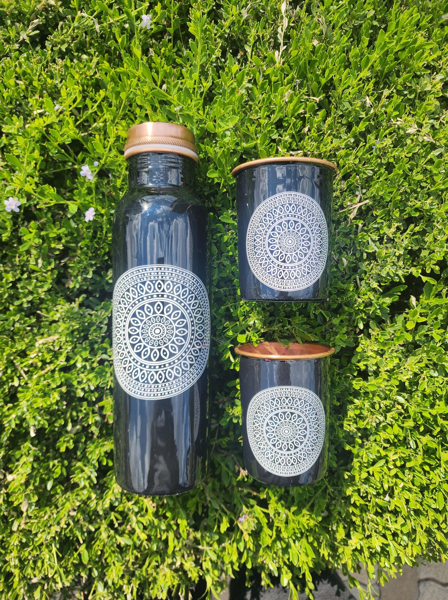 Mandala Copper Bottle and Cup Set