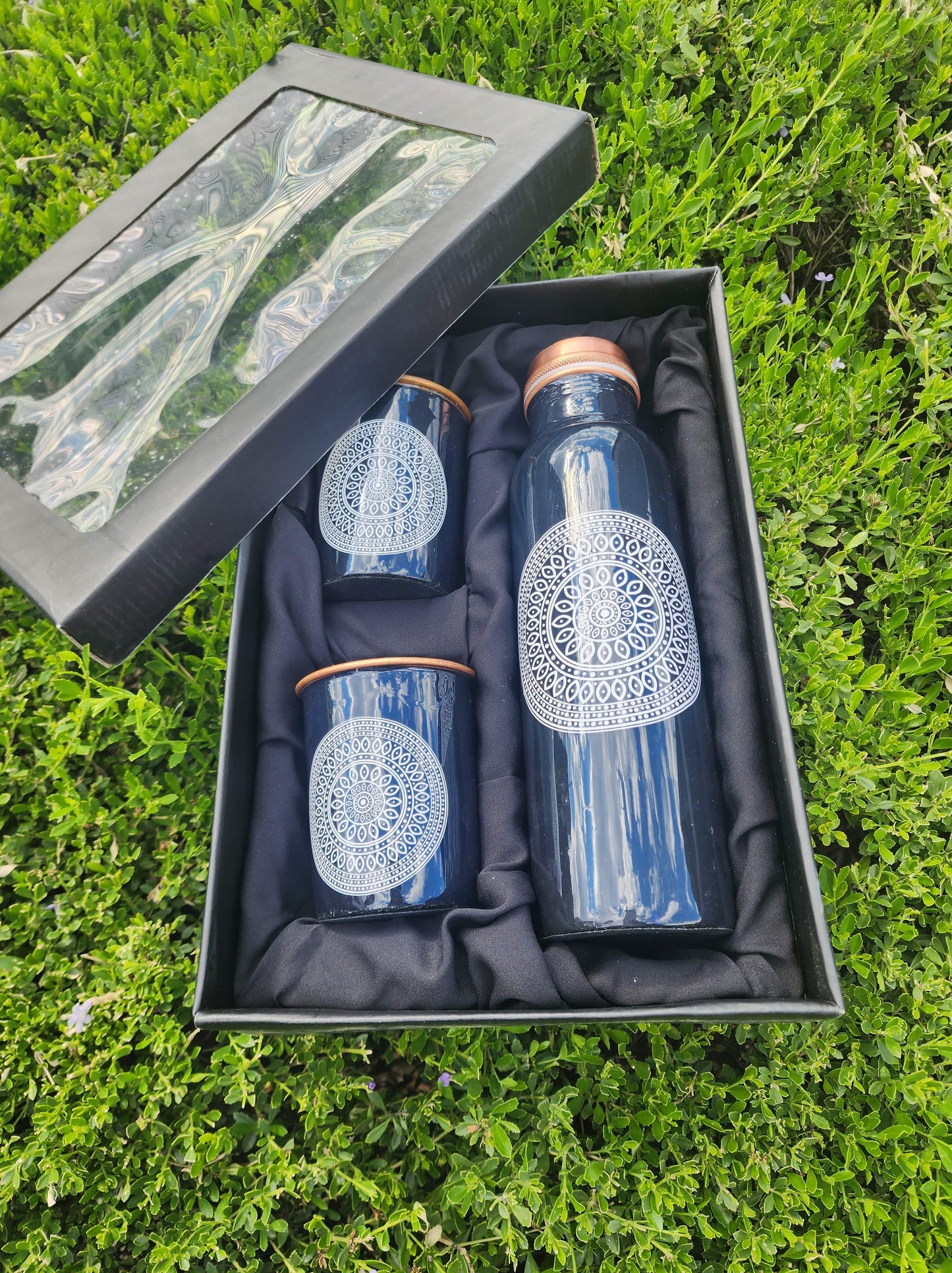 Mandala Copper Bottle and Cup Set