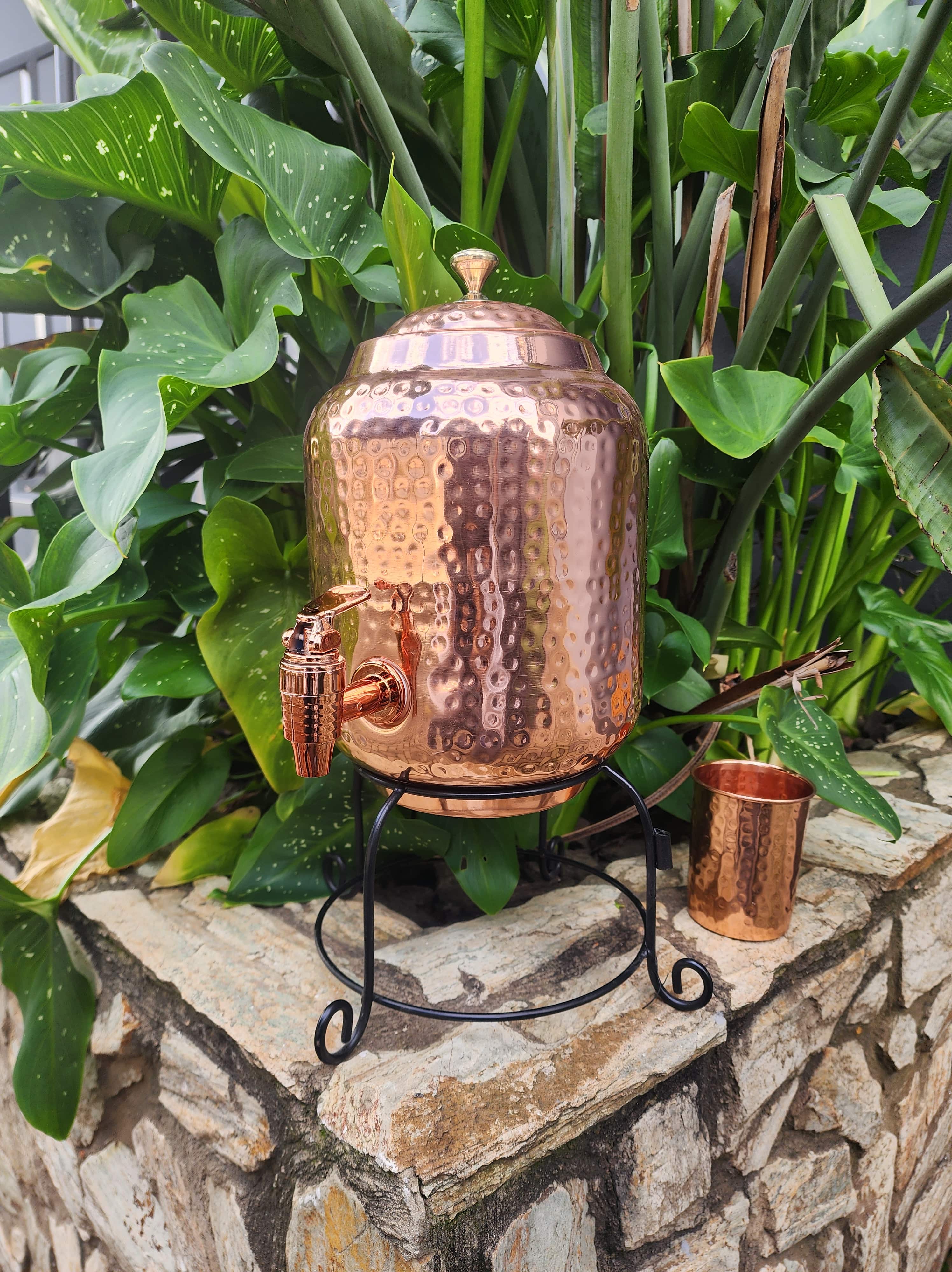 Dimple Copper Water Dispenser with Cup and Stand (5L) – Just Copper
