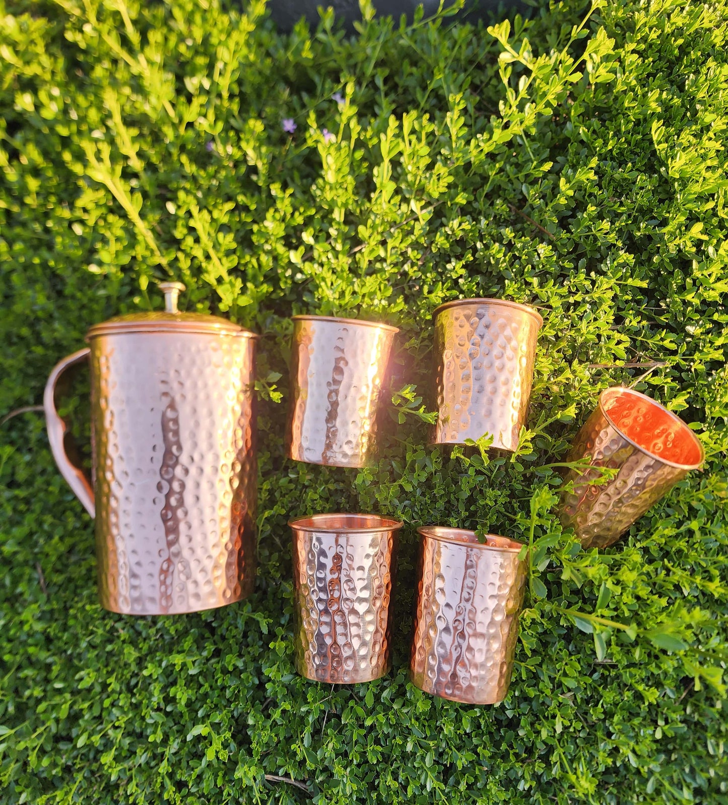 Dimple Copper Jug and Cup Set