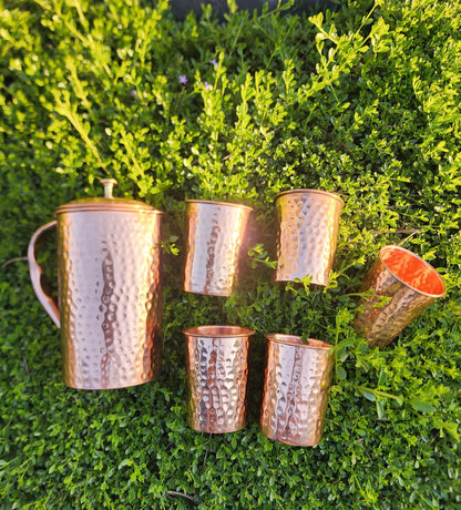Dimple Copper Jug and Cup Set