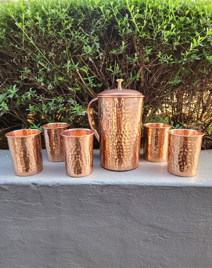 Dimple Copper Jug and Cup Set