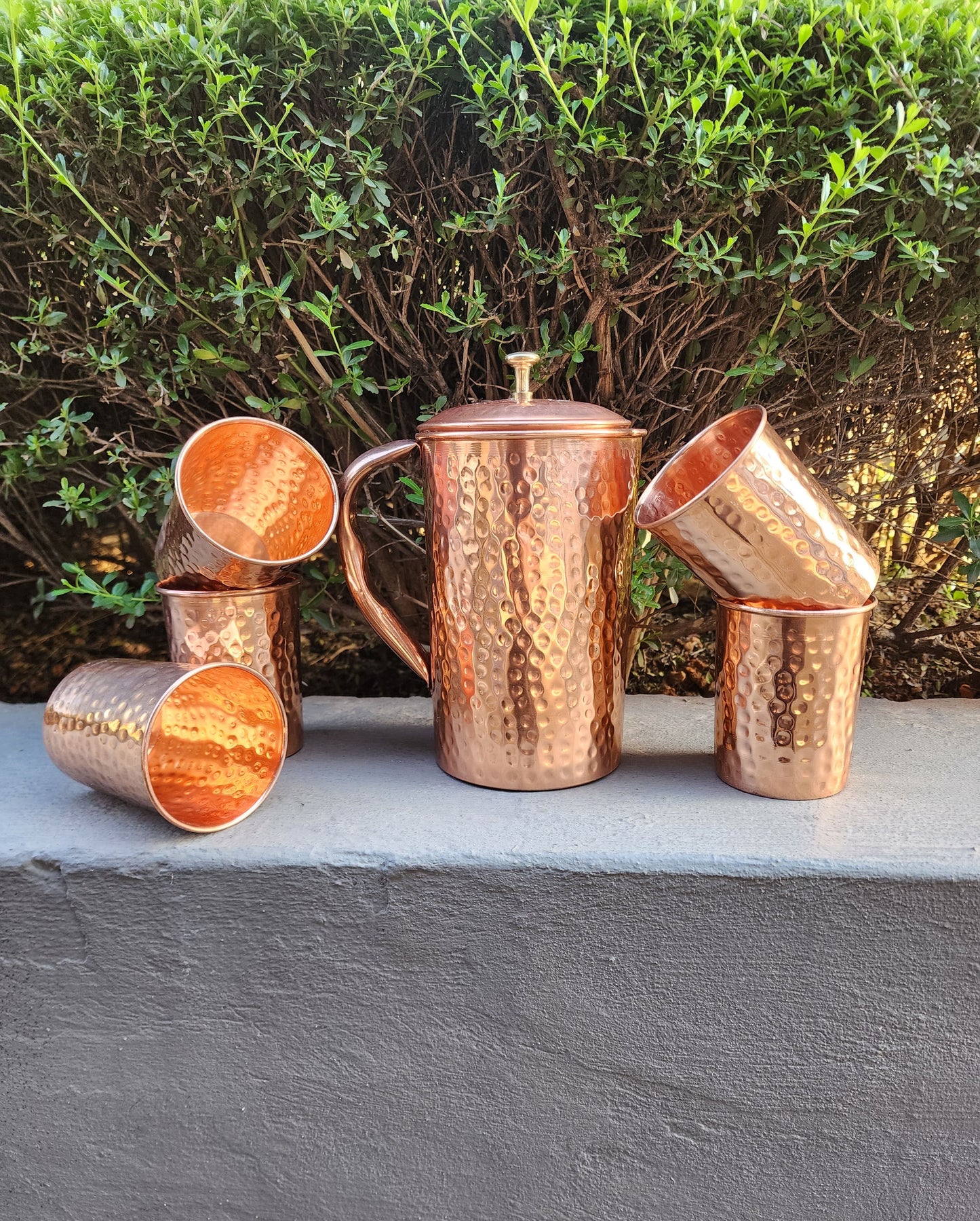 Dimple Copper Jug and Cup Set