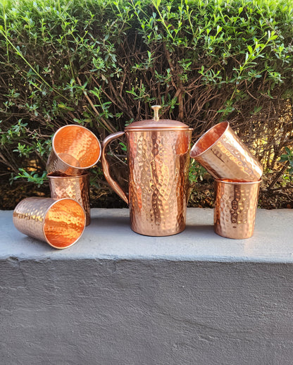 Dimple Copper Jug and Cup Set
