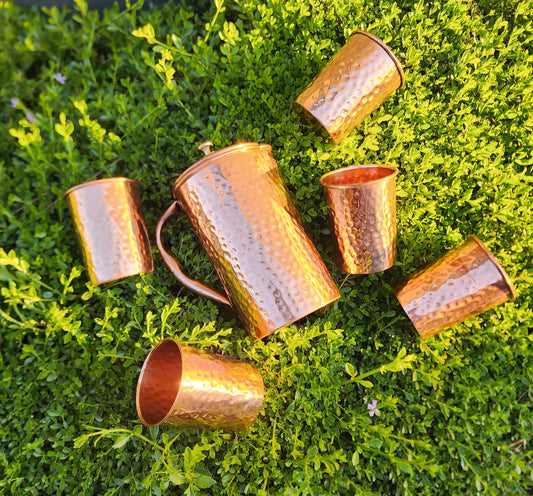 Dimple Copper Jug and Cup Set