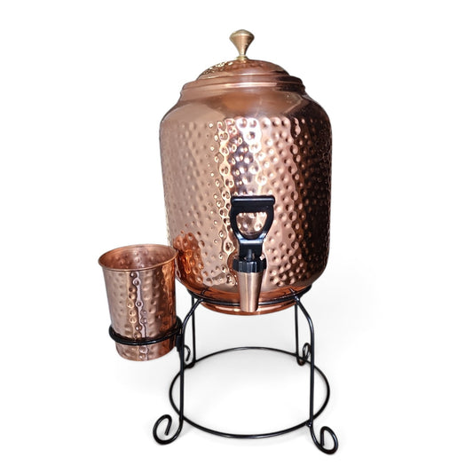 Factory Defect - 5L Dimple Copper Water Dispenser with Cup and Stand