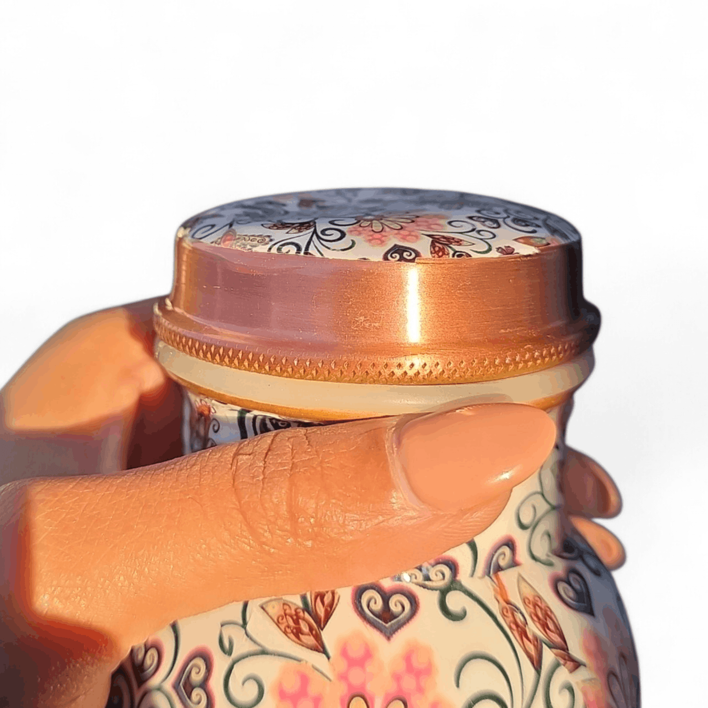 Factory Defect - Floral Printed Copper Bottle (900 ml)