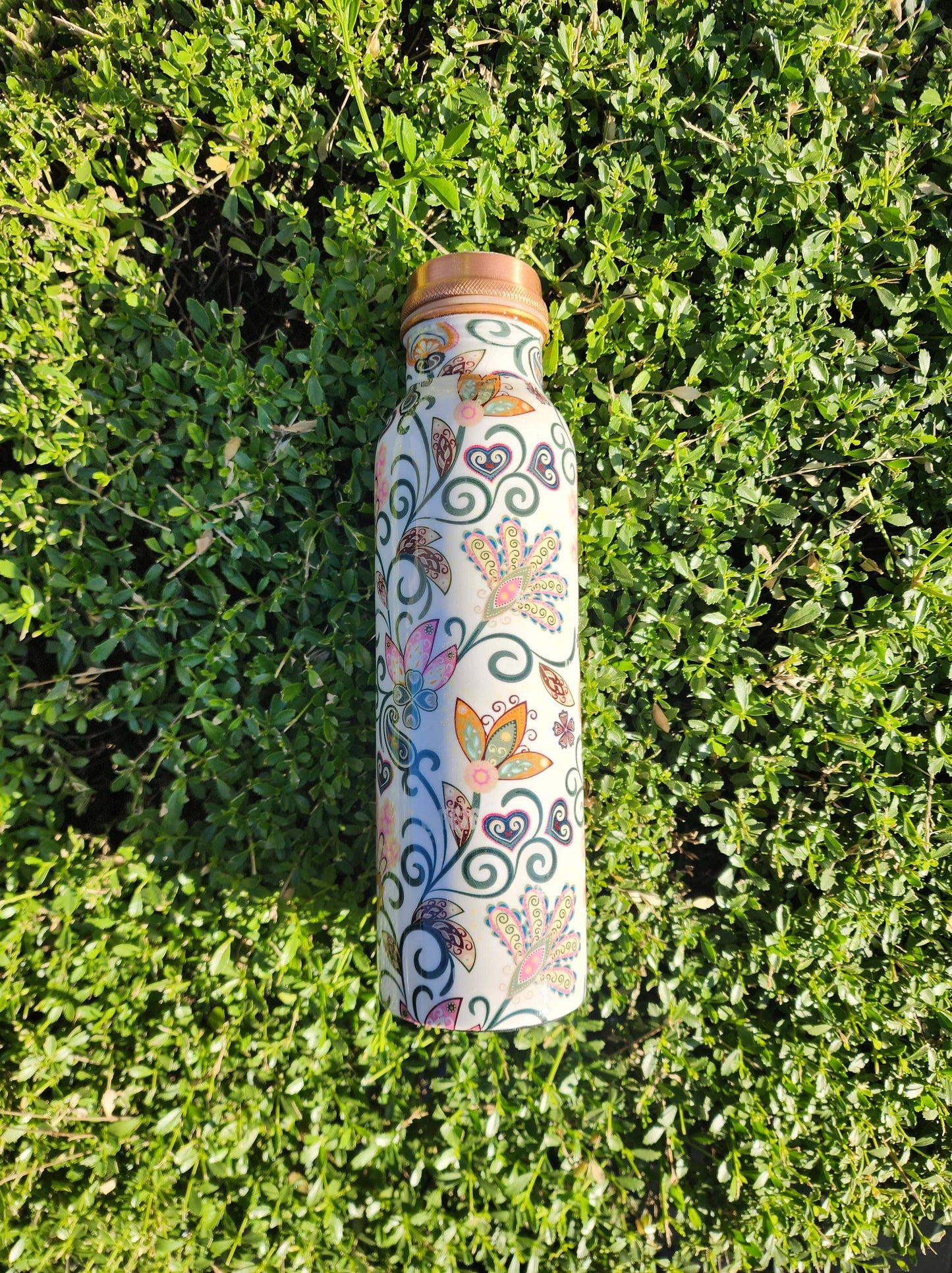Floral Printed Copper Bottle (900 ml)