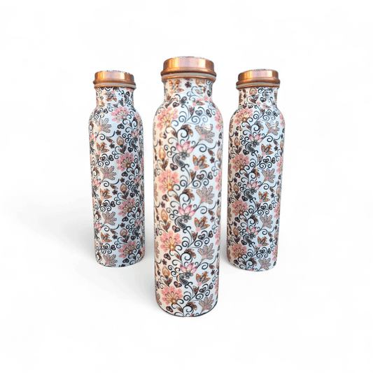 Factory Defect - Floral Printed Copper Bottle (900 ml)