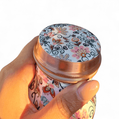 Factory Defect - Floral Printed Copper Bottle (900 ml)