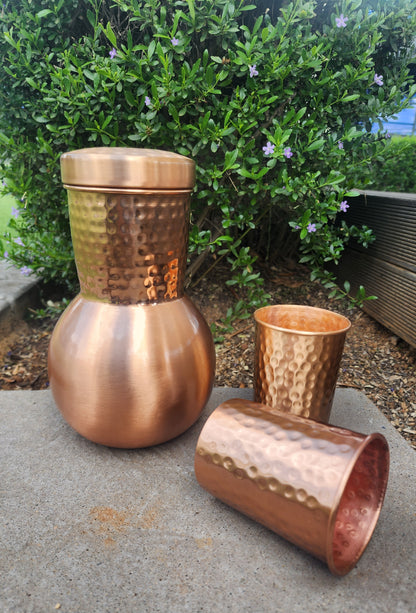 Copper Matka Jug and Cup Set