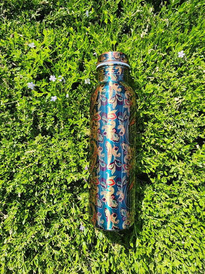 Paisley Printed Copper Bottle (900 ml)