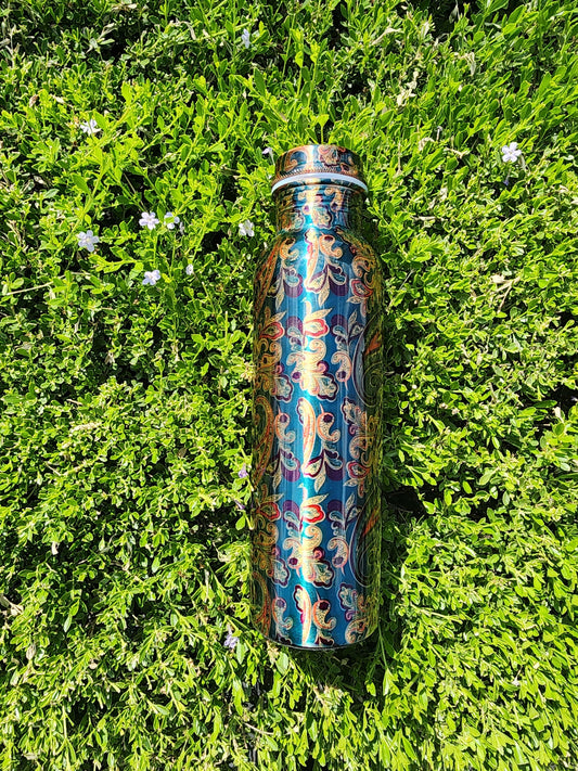 Paisley Printed Copper Bottle (900 ml)