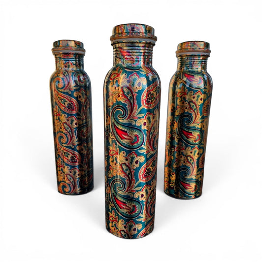 Factory Defect - Paisley Printed Copper Bottle (900 ml)