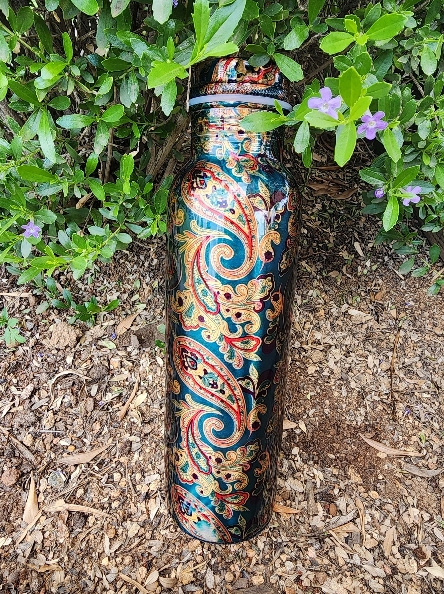 Paisley Printed Copper Bottle (900 ml)