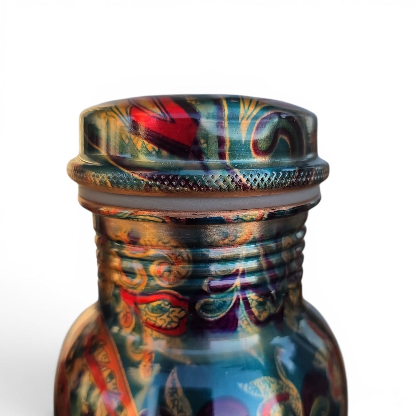 Factory Defect - Paisley Printed Copper Bottle (900 ml)