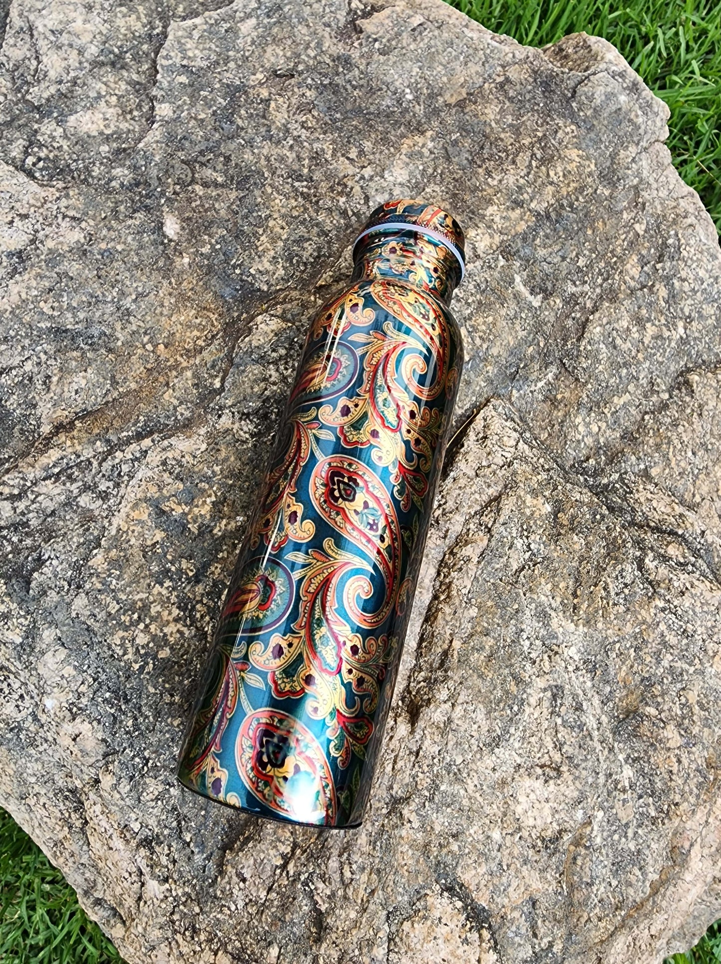Paisley Printed Copper Bottle (900 ml)