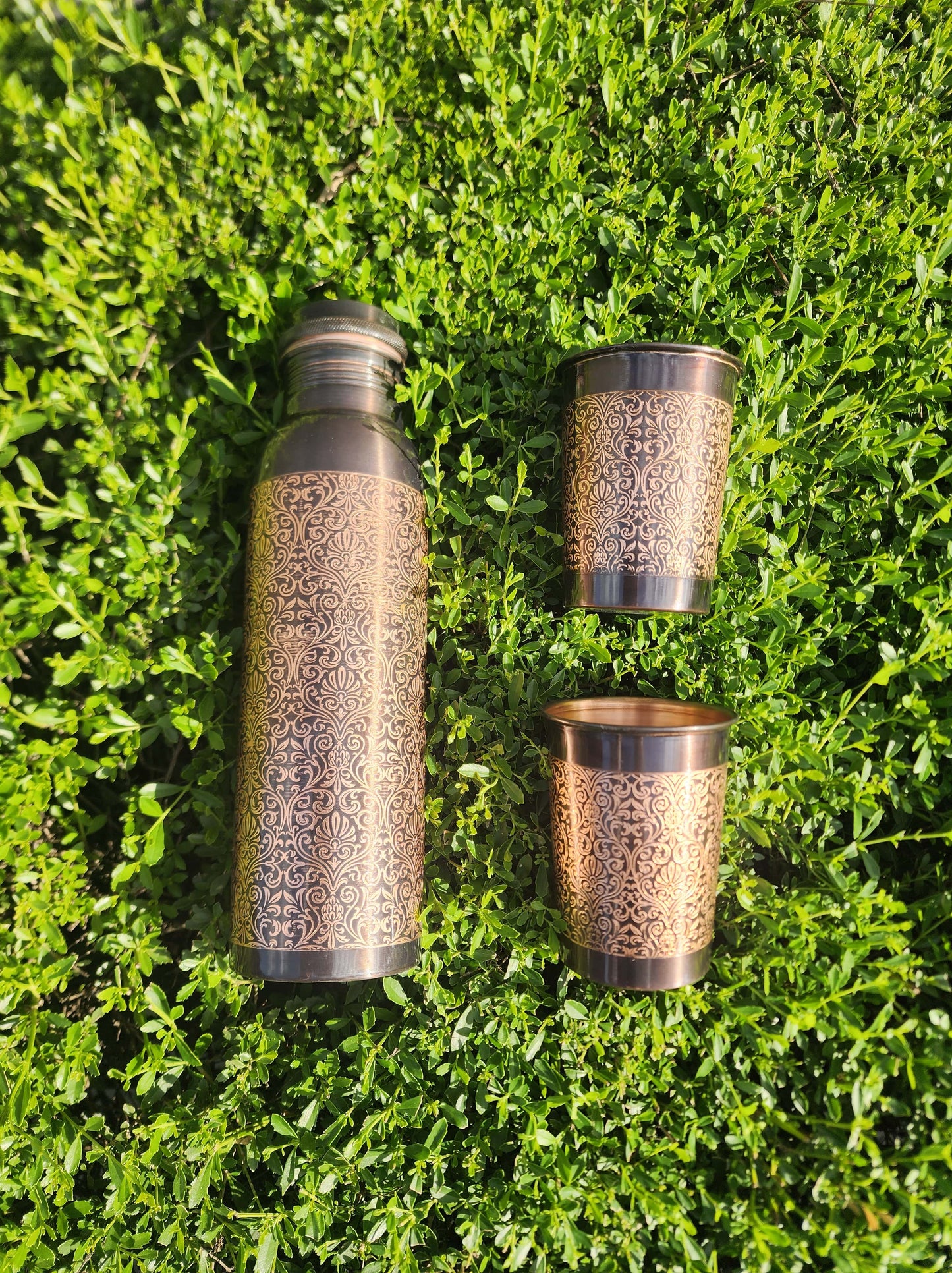Antique Design Copper Bottle and Cup Gift Set