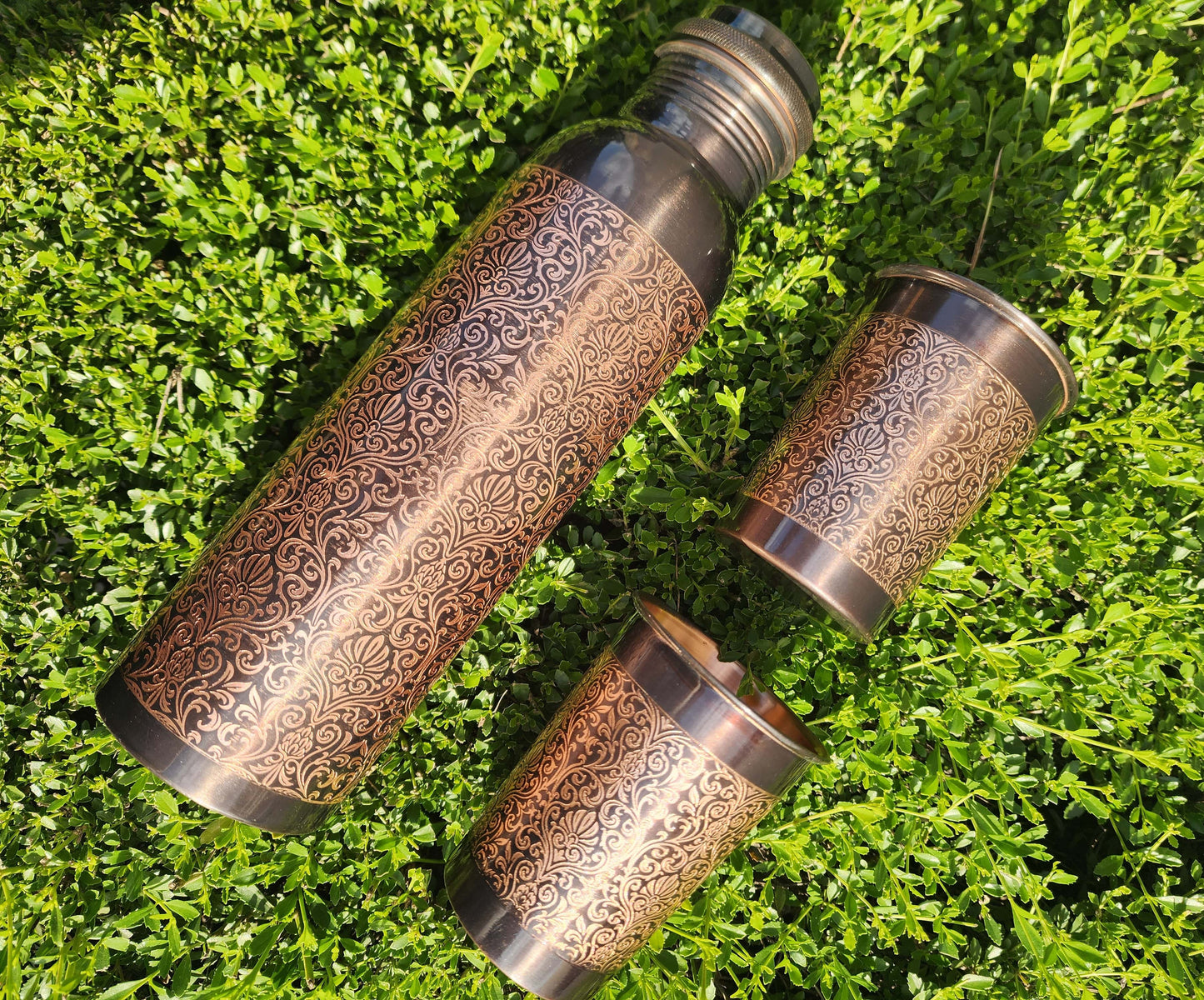 Antique Design Copper Bottle and Cup Gift Set