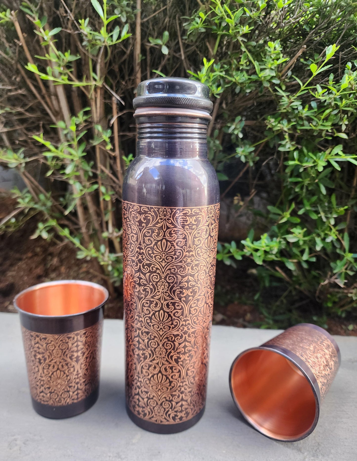 Antique Design Copper Bottle and Cup Gift Set