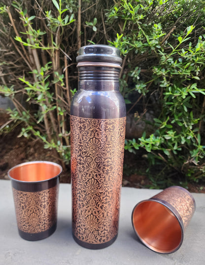 Antique Design Copper Bottle and Cup Gift Set