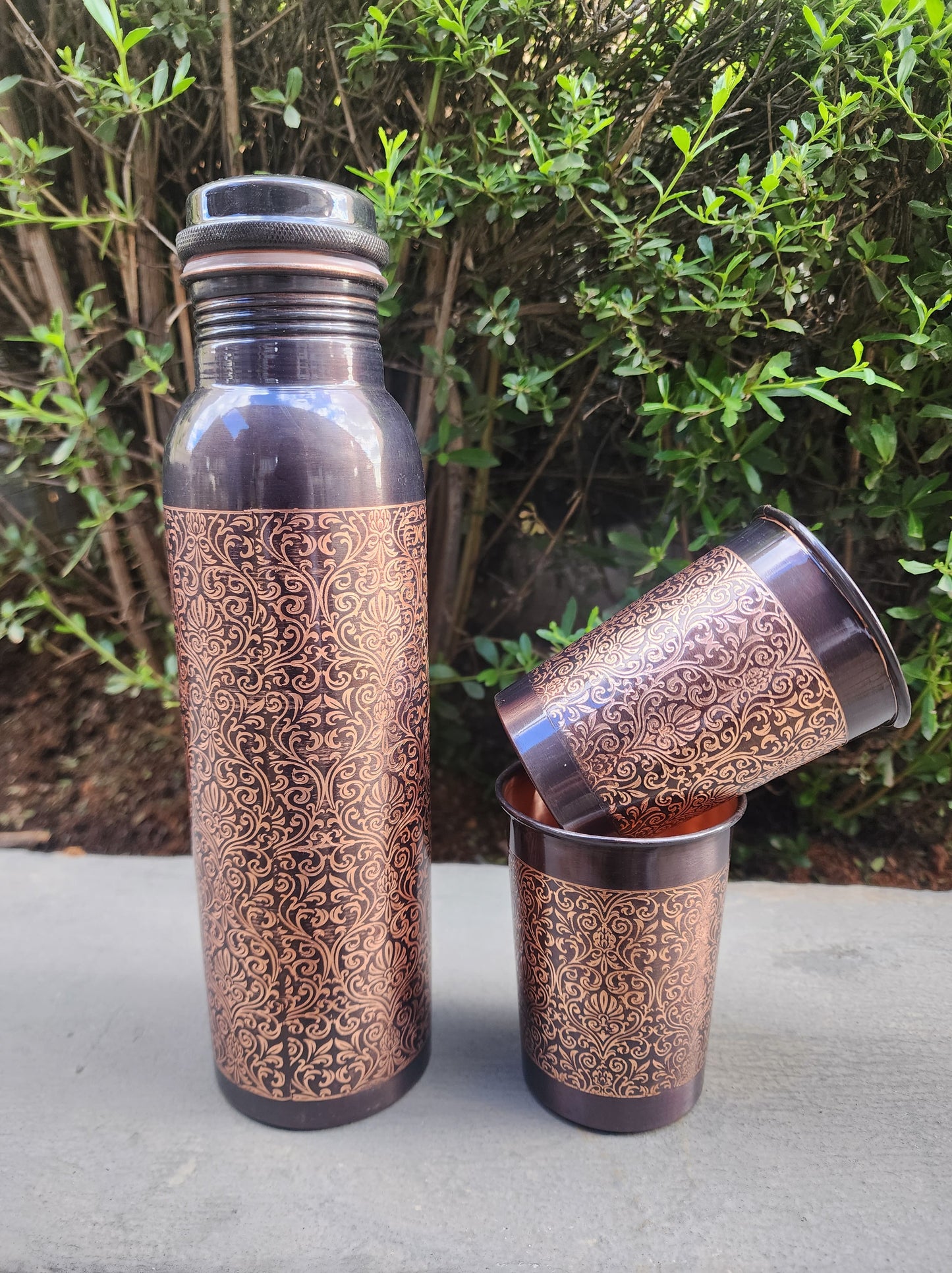 Antique Design Copper Bottle and Cup Gift Set